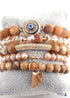 Boho Bracelet, RH Bracelet Set, Freedom Bird, Natural Stones in Green, Rose, White
